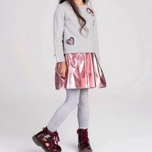 Hatley Girls Pretty Patches Metallic Rose Drop Waist Sequins Cotton Dress Sz 4